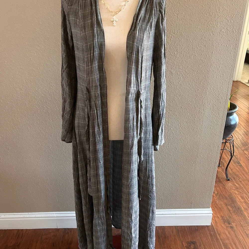 Longline plaid cardigan - Picture 3 of 6